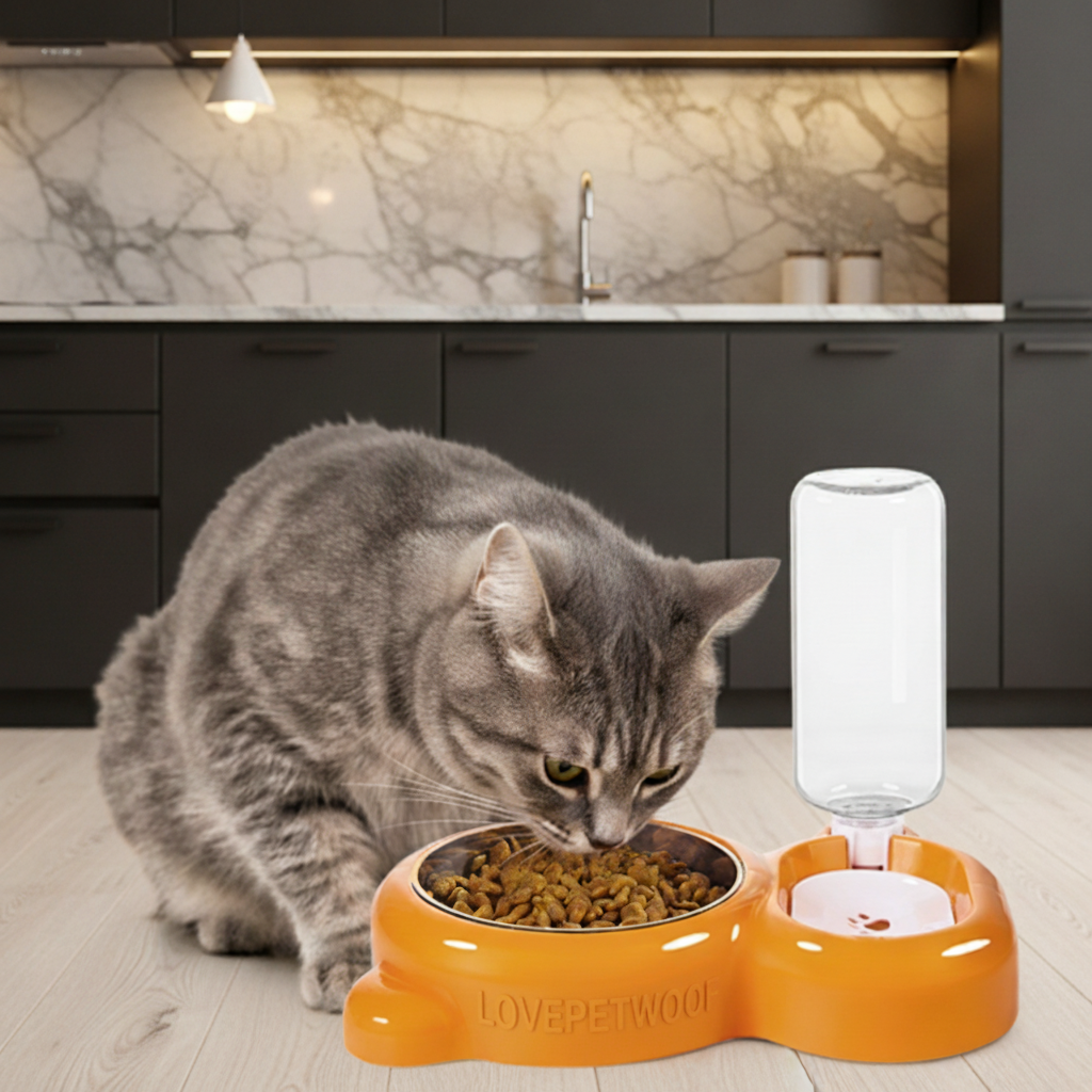 LPW Automatic Cat Food & Water Bowl Set