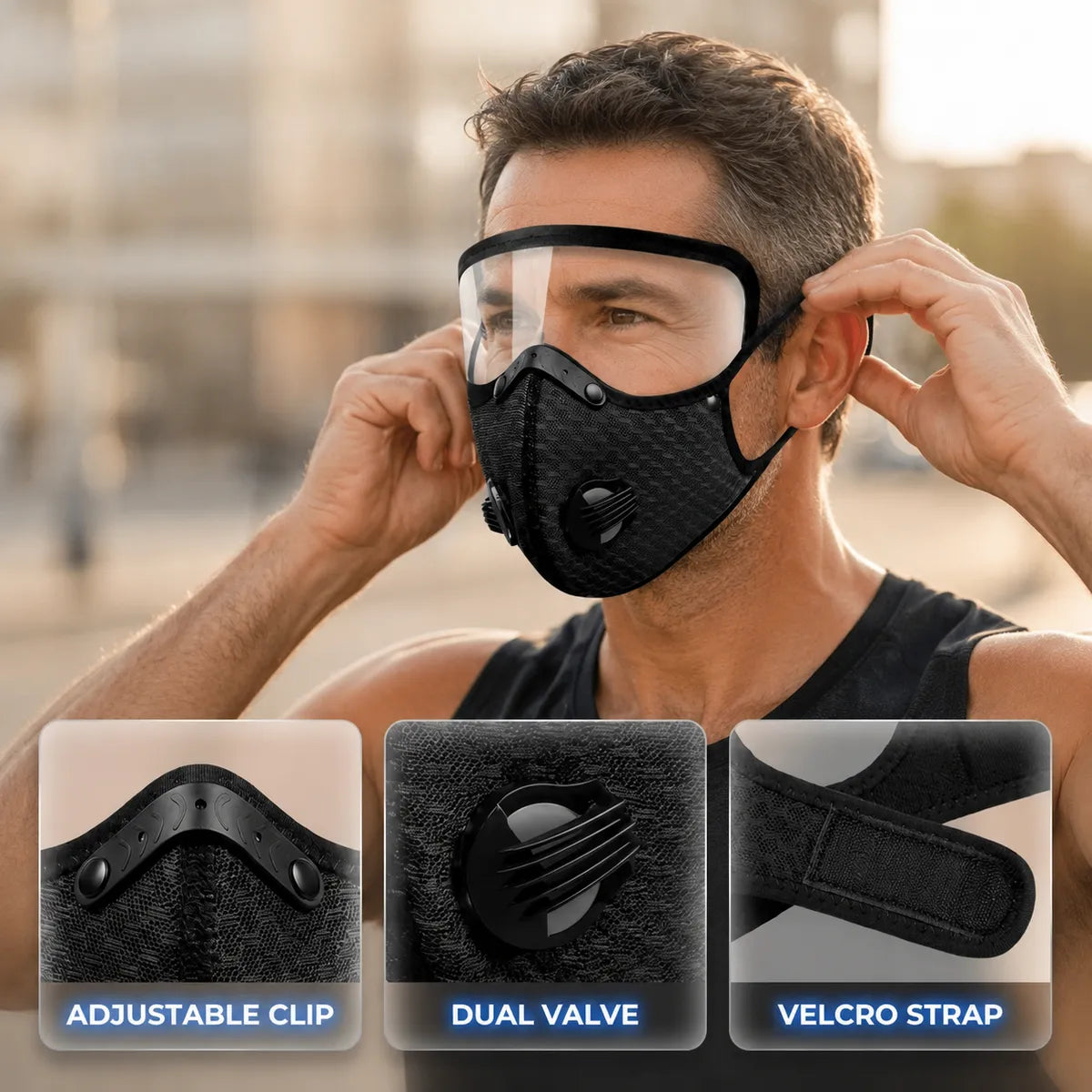 🛡️ Tactical Carbon Defense Mask – Breathe Safer in Dust, Haze & Harsh Conditions