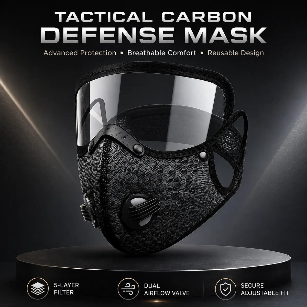 🛡️ Tactical Carbon Defense Mask – Breathe Safer in Dust, Haze & Harsh Conditions