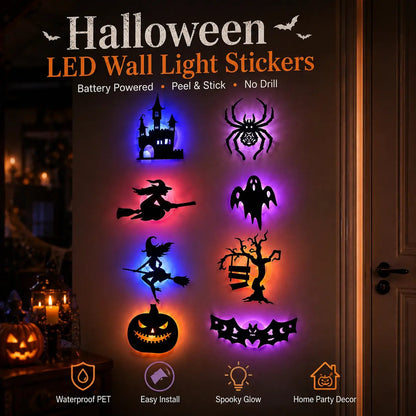 🎃 8-Pack Halloween LED Silhouette Lights – Instant Spooky Decor, No Wires Needed