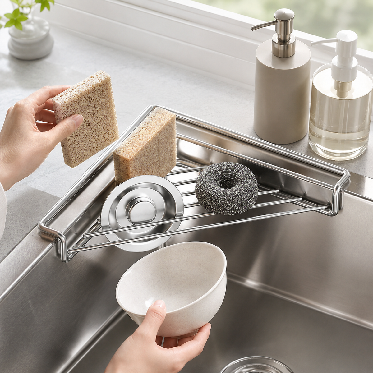 Stainless Steel Corner Sink Shelf