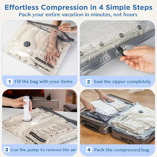 🎁 Cordless Travel Vacuum Storage Compression Bag Set