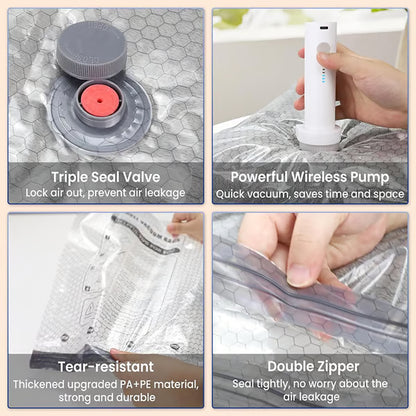 🎁 Cordless Travel Vacuum Storage Compression Bag Set