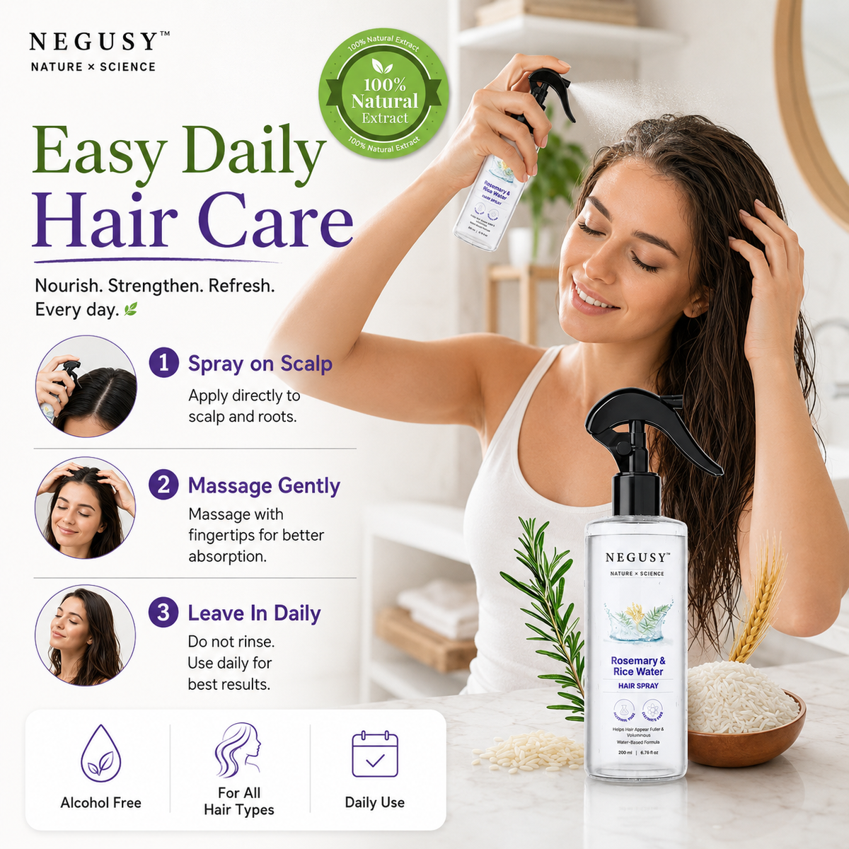 Rosemary + Rice Water Daily Hair Mist