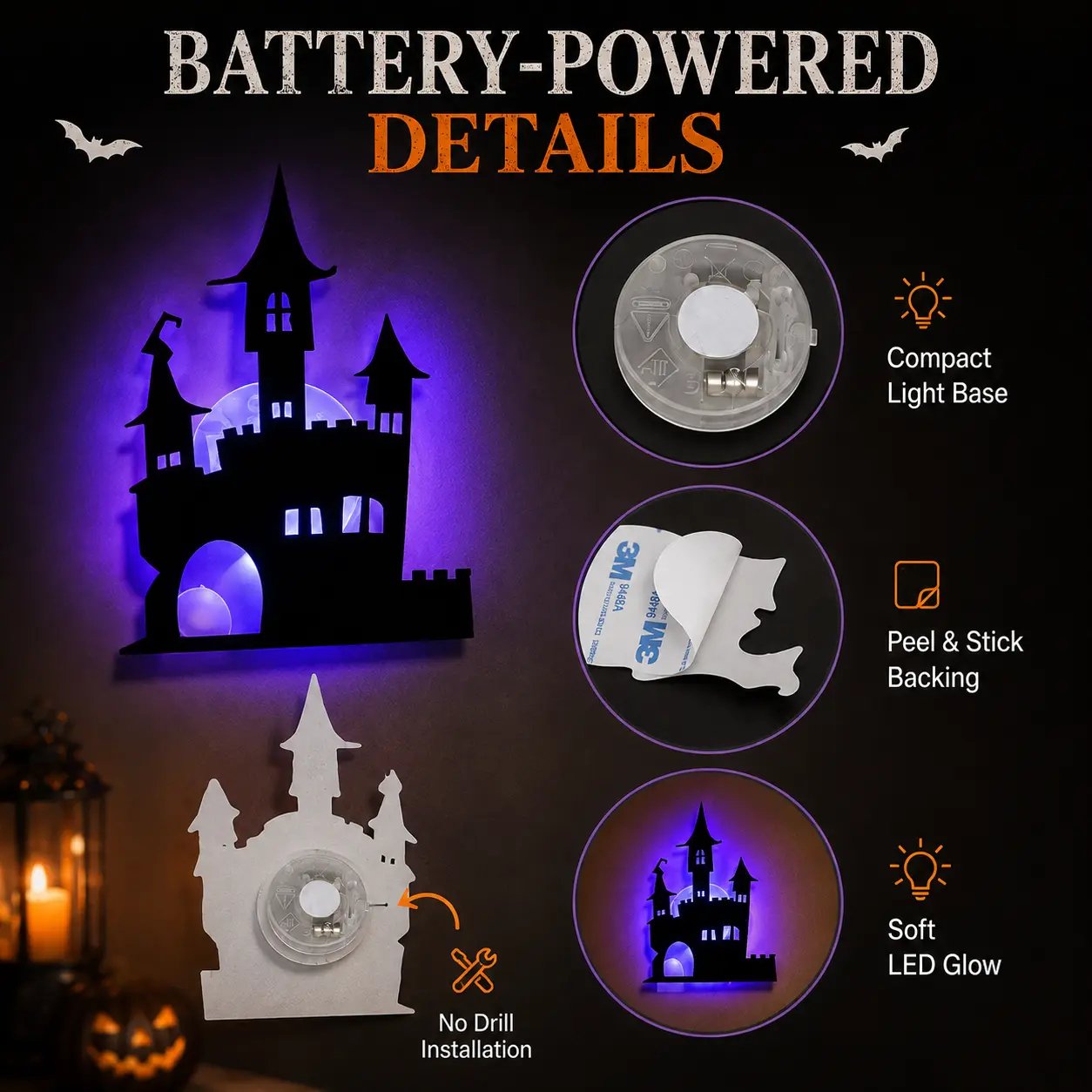 🎃 8-Pack Halloween LED Silhouette Lights – Instant Spooky Decor, No Wires Needed
