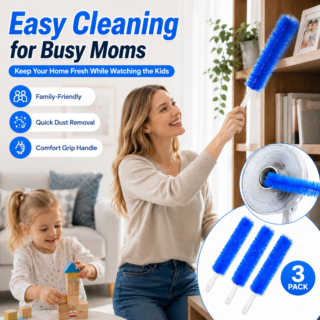Bendable Microfiber Head,Reusable Dust Remover