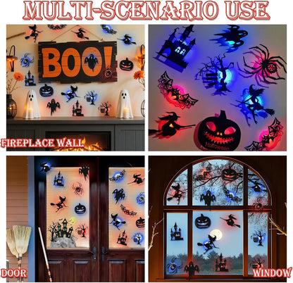 🎃 8-Pack Halloween LED Silhouette Lights – Instant Spooky Decor, No Wires Needed