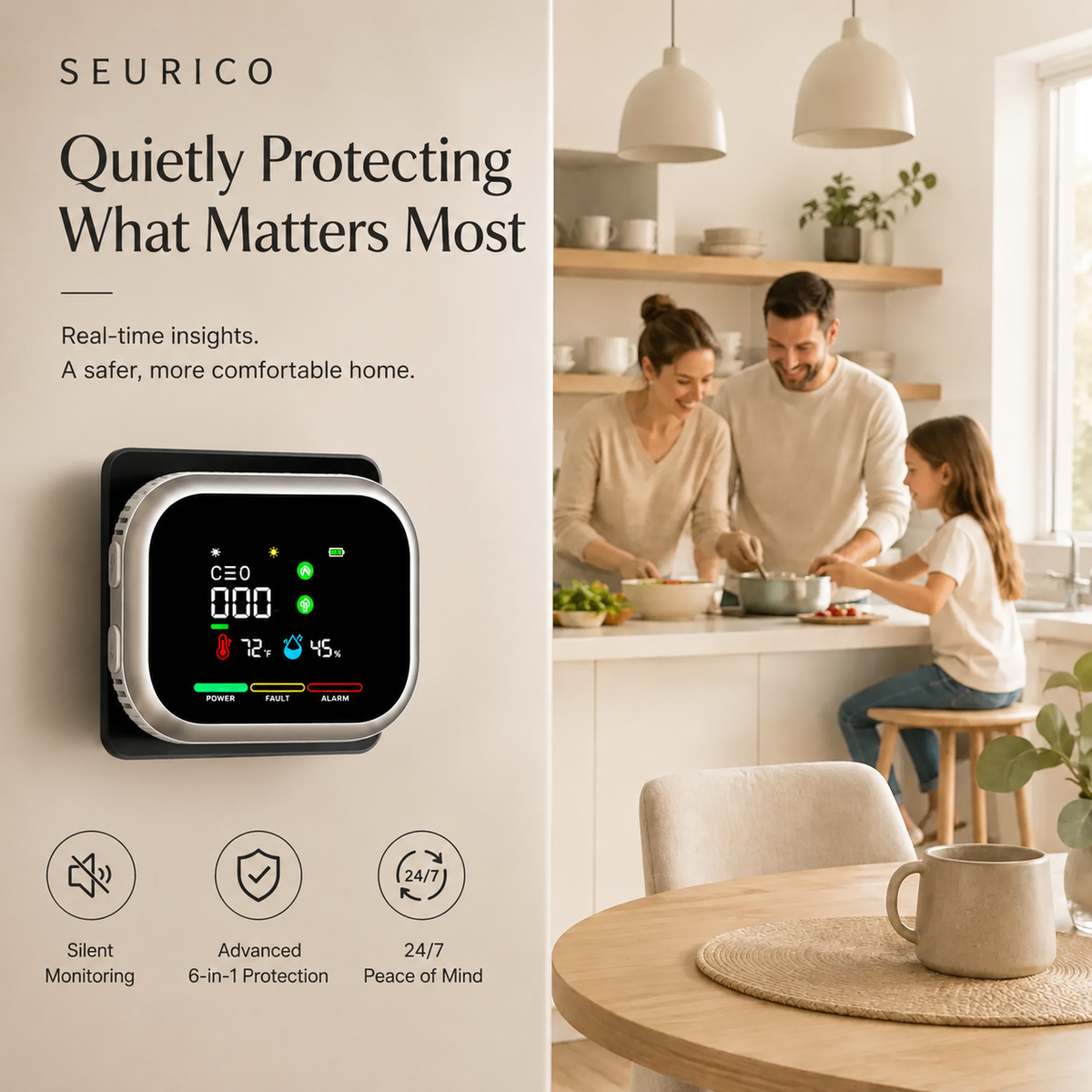 Seurico™ 6-in-1 Smart Home Environment Monitor