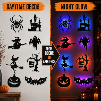 🎃 8-Pack Halloween LED Silhouette Lights – Instant Spooky Decor, No Wires Needed