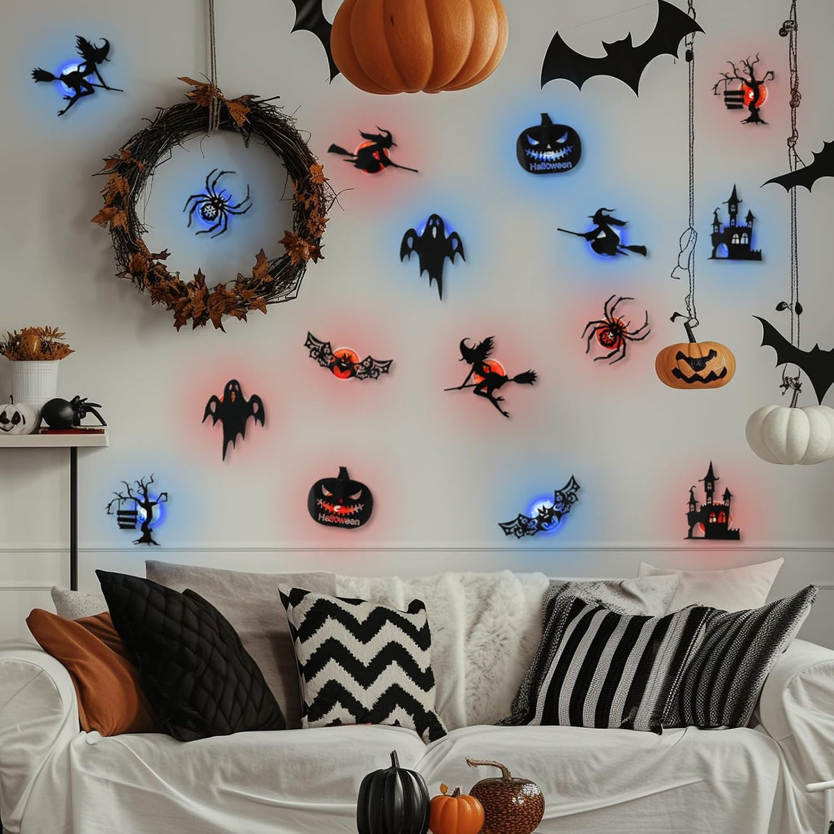 🎃 8-Pack Halloween LED Silhouette Lights – Instant Spooky Decor, No Wires Needed
