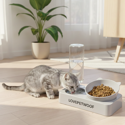 LPW Elevated Cat Bowl with Automatic Water Dispenser